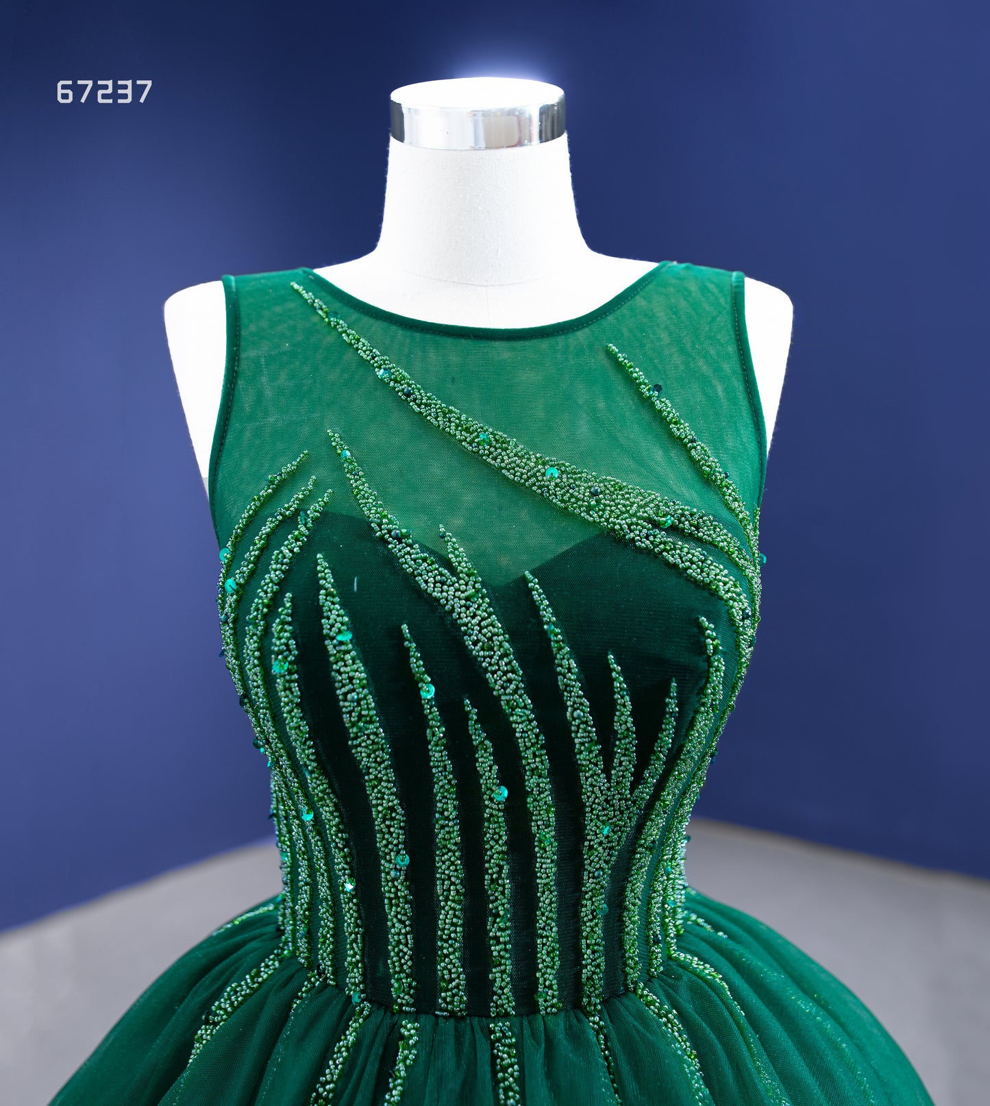 Beaded Green Ball Gown Rose Pink Prom Dresses 67237