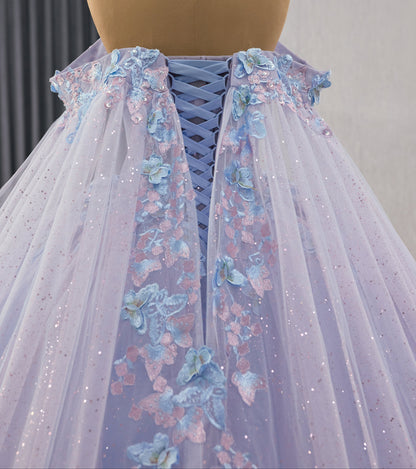 Lilac Blue Glitter Tulle Vestido de Quinceanera Dress 251025
