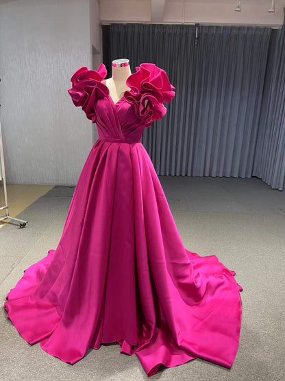 Blue Violet Satin Formal Gown Pageant with Slit 67431