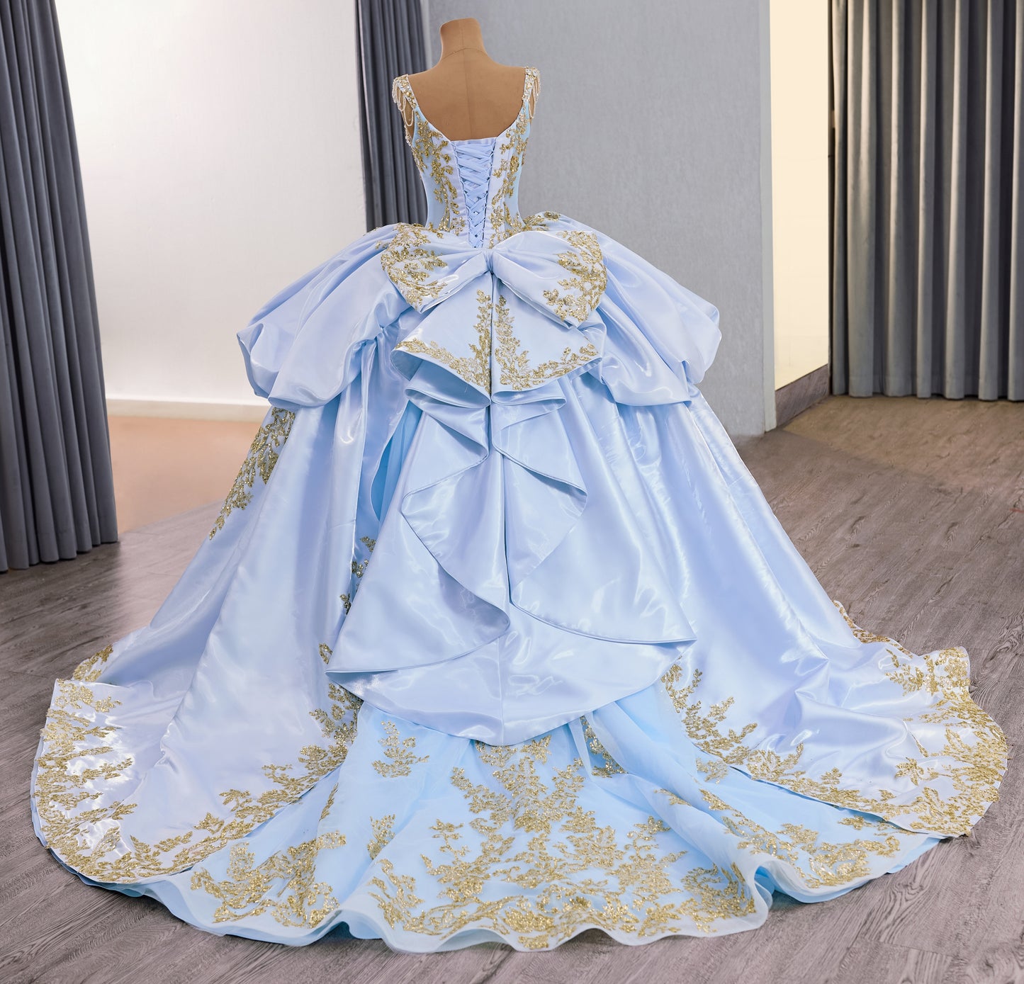 2025 New Blue Gold Vestido de Quinceanera Dress 251023