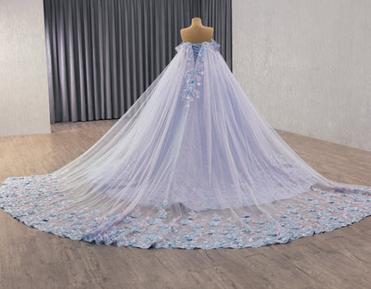 Lilac Blue Glitter Tulle Vestido de Quinceanera Dress 251025