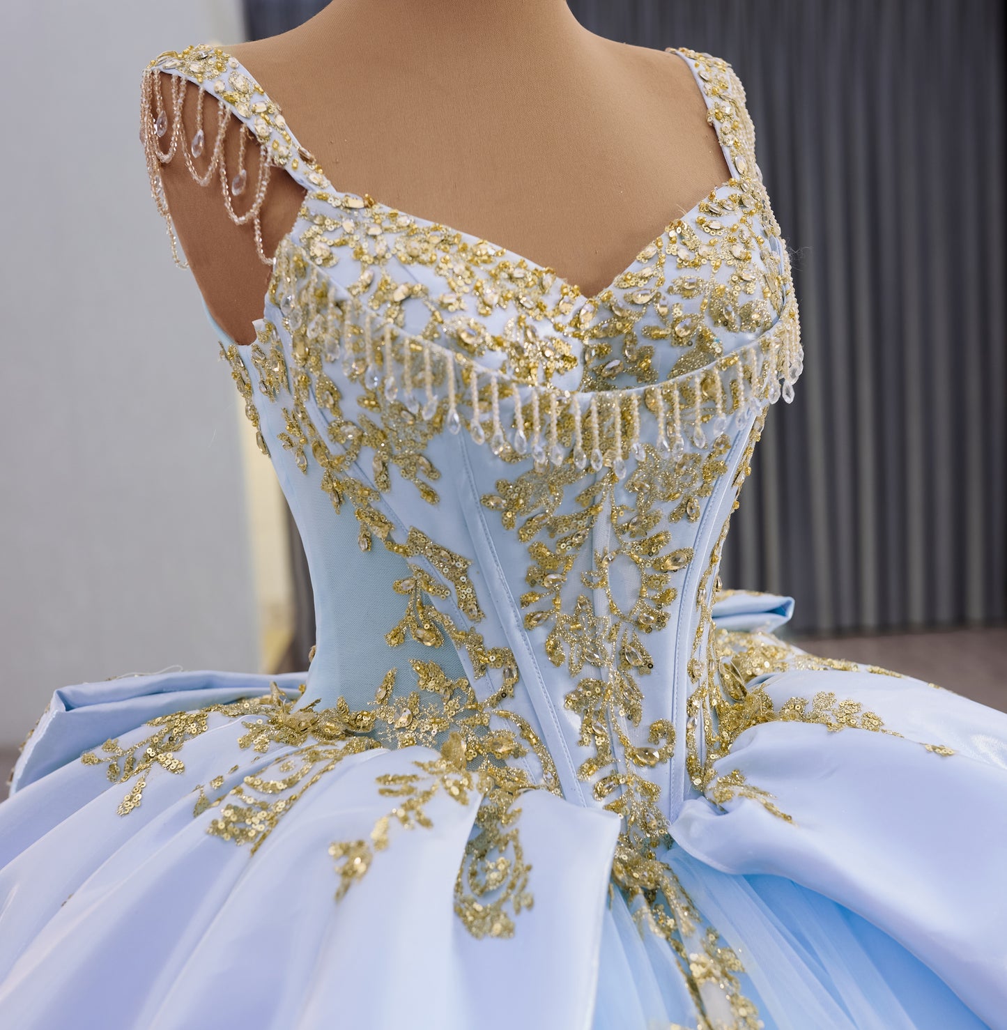 2025 New Blue Gold Vestido de Quinceanera Dress 251023