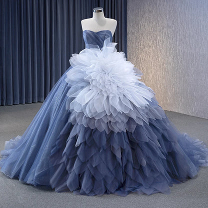 Glitter Elegant Detachable Flower Ball Gown Party Birthday Dress
