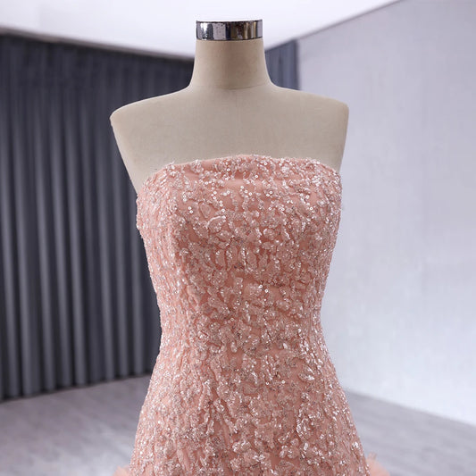 Glaromous New Long Ruffle Party Strapless Women's Evening Dresses 241024