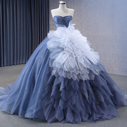 Glitter Elegant Detachable Flower Ball Gown Party Birthday Dress