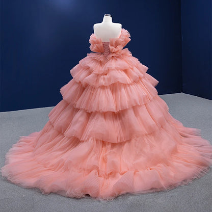 Btydress Pink Plain Ruched Sleeveless Ball Gowns for Evening Dresses 222140