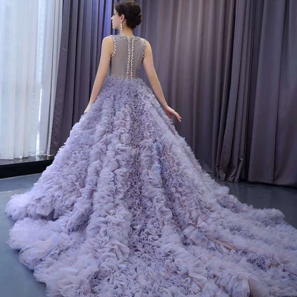 Lilac Sleeveless Prom Evening Birthday Party Dresses for Girls 222115