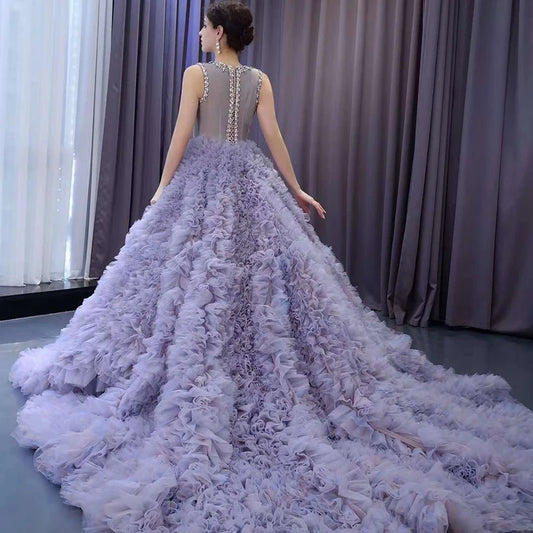 Lilac Sleeveless Prom Evening Birthday Party Dresses for Girls 222115