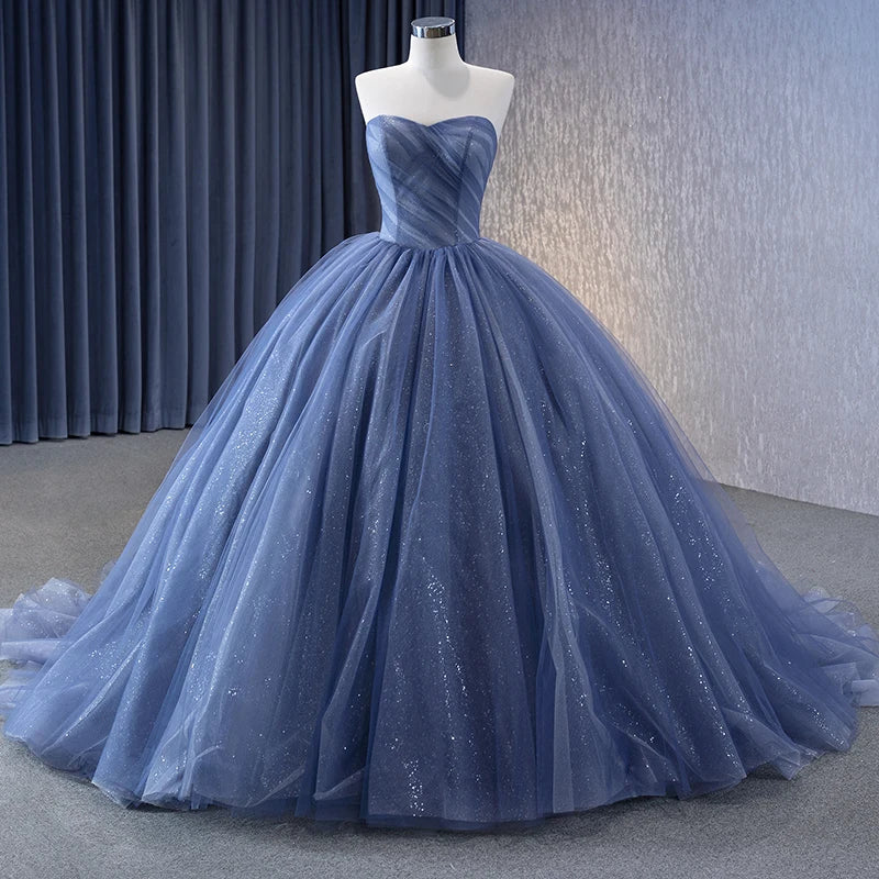 Glitter Elegant Detachable Flower Ball Gown Party Birthday Dress