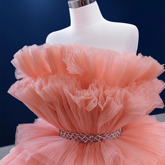 Btydress Pink Plain Ruched Sleeveless Ball Gowns for Evening Dresses 222140