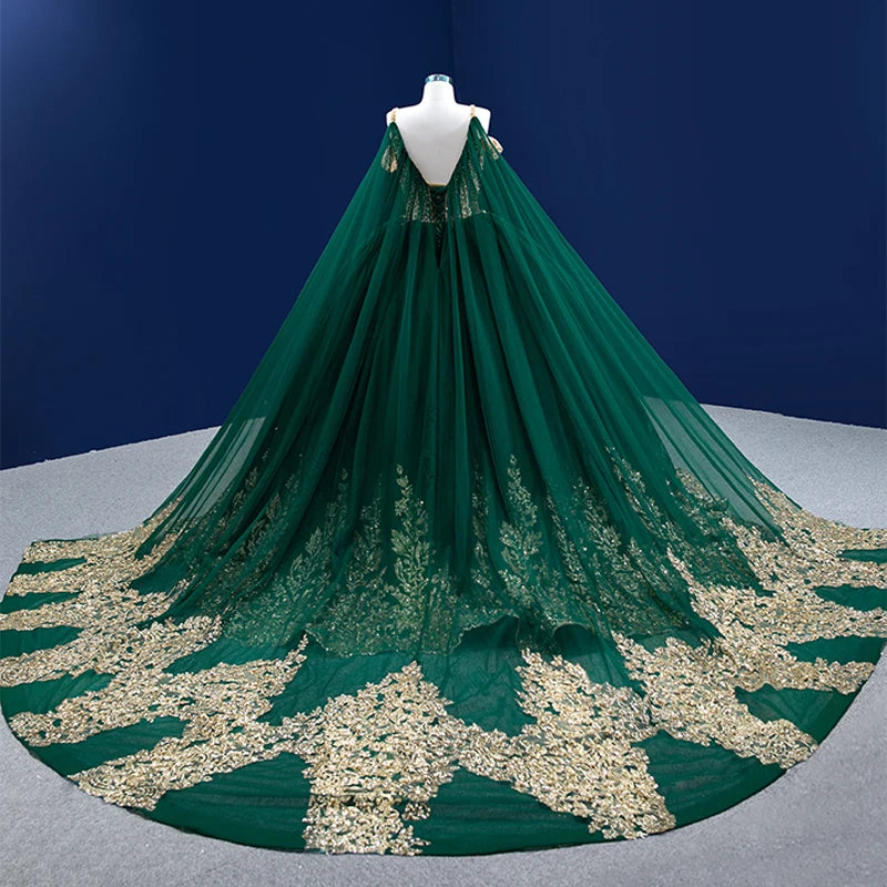 Btydress Green Spaghetti Strap Party Gowns Pearl Off Shoulder Dress 222194
