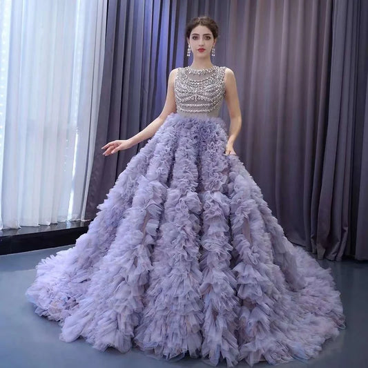 Lilac Sleeveless Prom Evening Birthday Party Dresses for Girls 222115