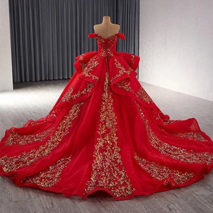 Luxury Red Sweetheart Lace Birthday Sweet 15 Quinceanera Dress