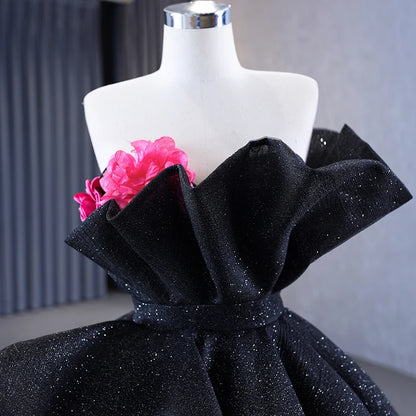 Btydress Black Luxury Sleeveless Flower Ball Women's Quinceanera Dress 67547