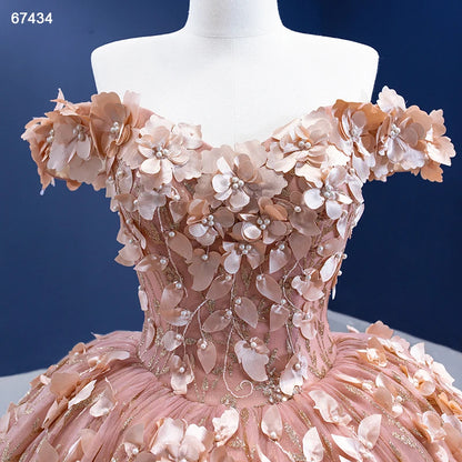 3D Floral Ball Gown Sweet 16 Dress Off the Shoulder Quince Dress 67434