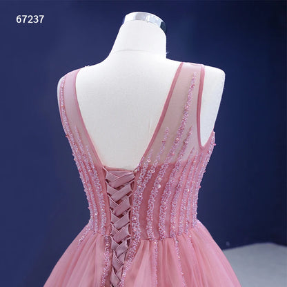 Beaded Green Ball Gown Rose Pink Prom Dresses 67237