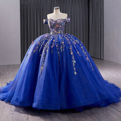 Elegant Royal Blue Appliqued Sweetheart Quinceanera Dresses 231051B