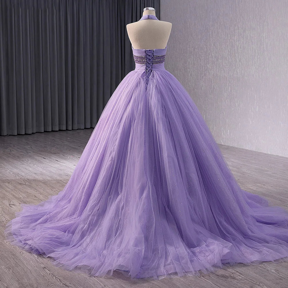 Elegant Lilac Halter Ball Gown Evening Party Dresses for Women 231111