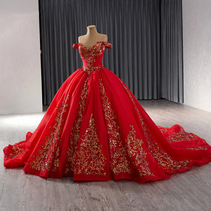 Luxury Red Sweetheart Lace Birthday Sweet 15 Quinceanera Dress