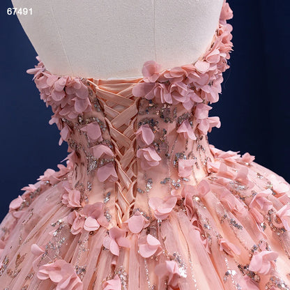 3D Flower Pink Sweet 16 Dress with Cape Vintage Ball Gown 67491