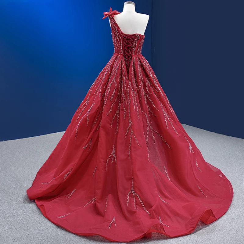 Btydress Sequiuns One Shoulder Party Prom burgandy Mermaid Evening Dresses 222179