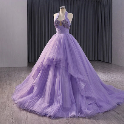 Elegant Lilac Halter Ball Gown Evening Party Dresses for Women 231111