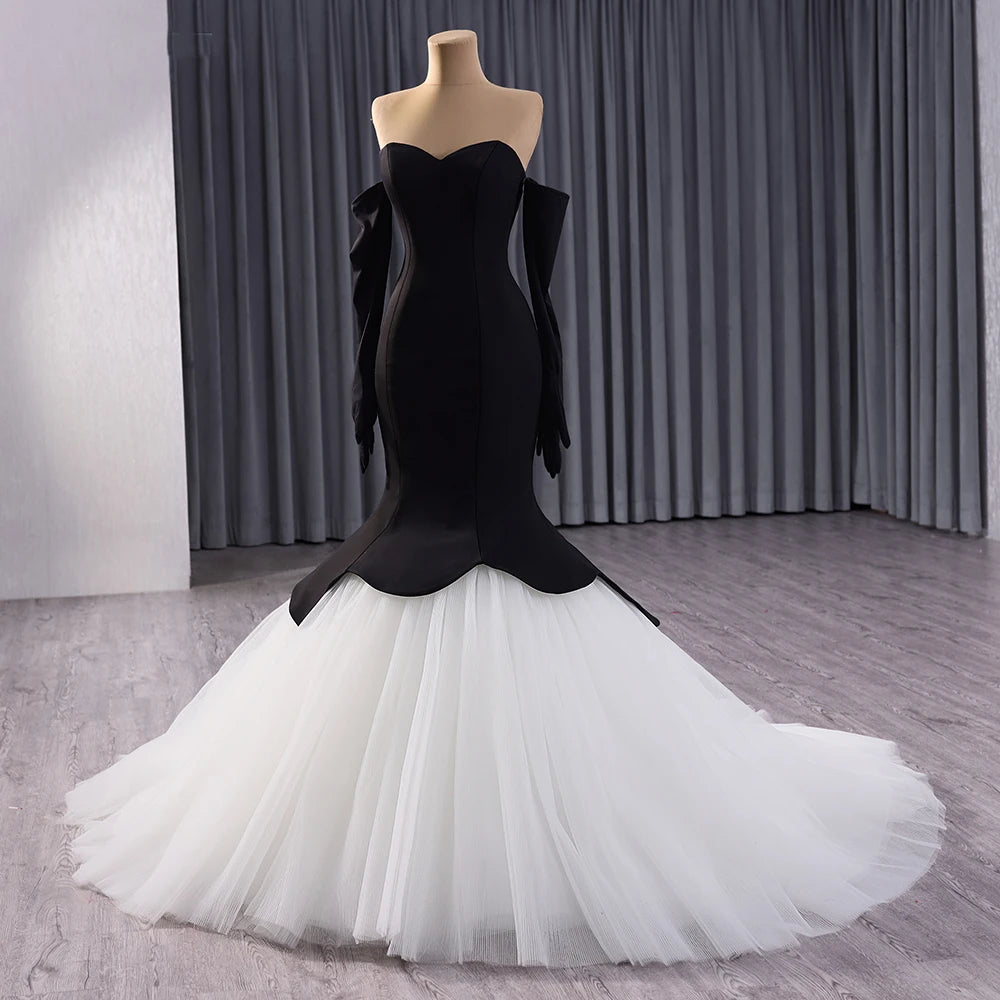 Black Sweetheart Stretch Satin Party Mermaid Evening Dresses 241035
