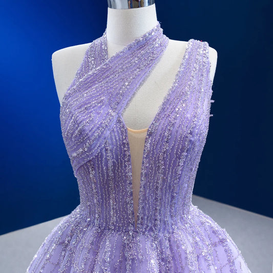 Chic Backless Purple A-line Evening Party Gowns Dresses 222184