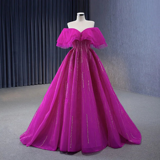 Chic Plus Size Modest Off Shoulder Evening Party Dress