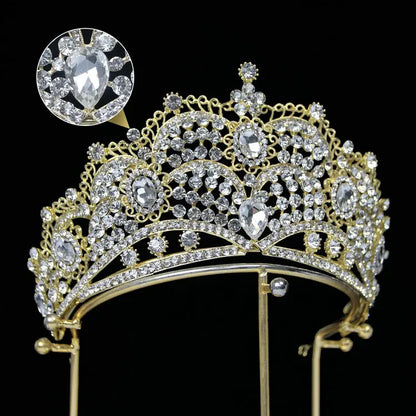 Baroque Beauty Pageant Bride Crown Alloy Crystal Wedding Headband Tiara
