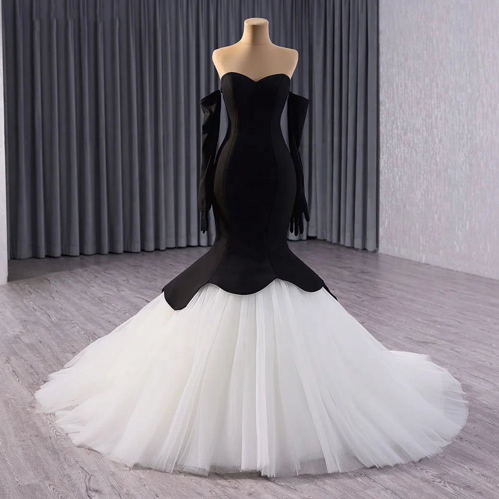 Black Sweetheart Stretch Satin Party Mermaid Evening Dresses 241035