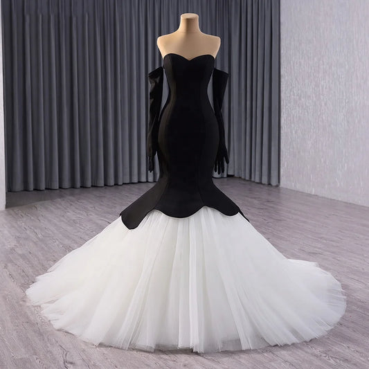 Black Sweetheart Stretch Satin Party Mermaid Evening Dresses 241035