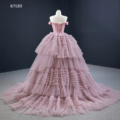 Btydress Burgundy Tulle Quinceanera Dresses Off the Shoulder Sweet 16 Dress 67120
