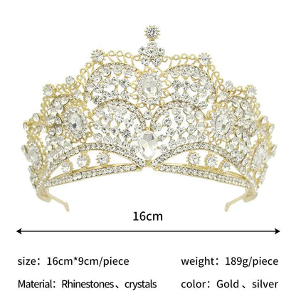 Baroque Beauty Pageant Bride Crown Alloy Crystal Wedding Headband Tiara