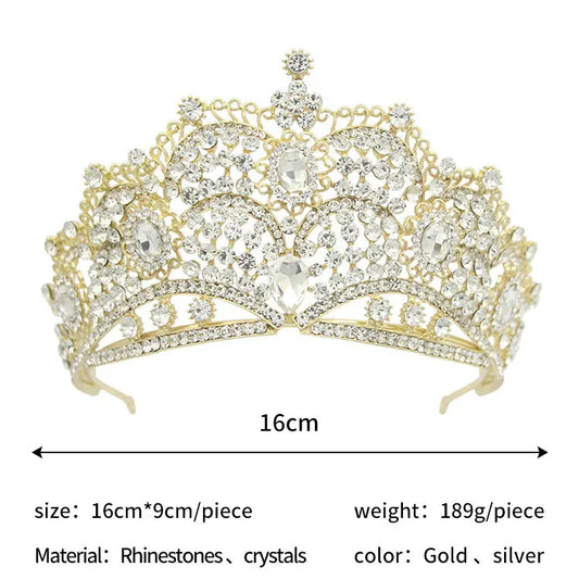 Baroque Beauty Pageant Bride Crown Alloy Crystal Wedding Headband Tiara