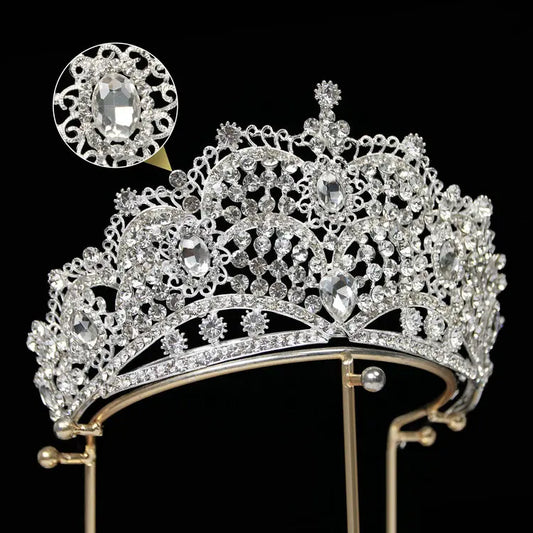 Baroque Beauty Pageant Bride Crown Alloy Crystal Wedding Headband Tiara