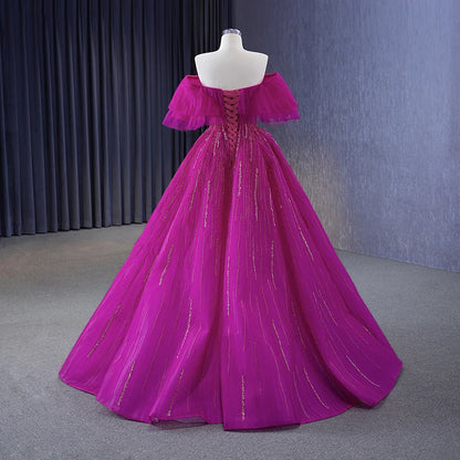 Chic Plus Size Modest Off Shoulder Evening Party Dress
