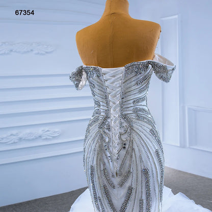 Luxury Ruffled Beaded Mermaid Wedding Gown 67354