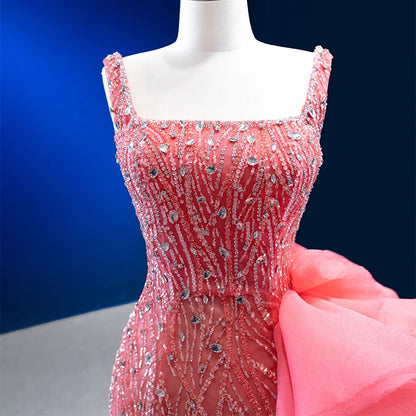 Btydress Pink Party Sexy Sequins Prom Mermaid Evening Dresses 222154