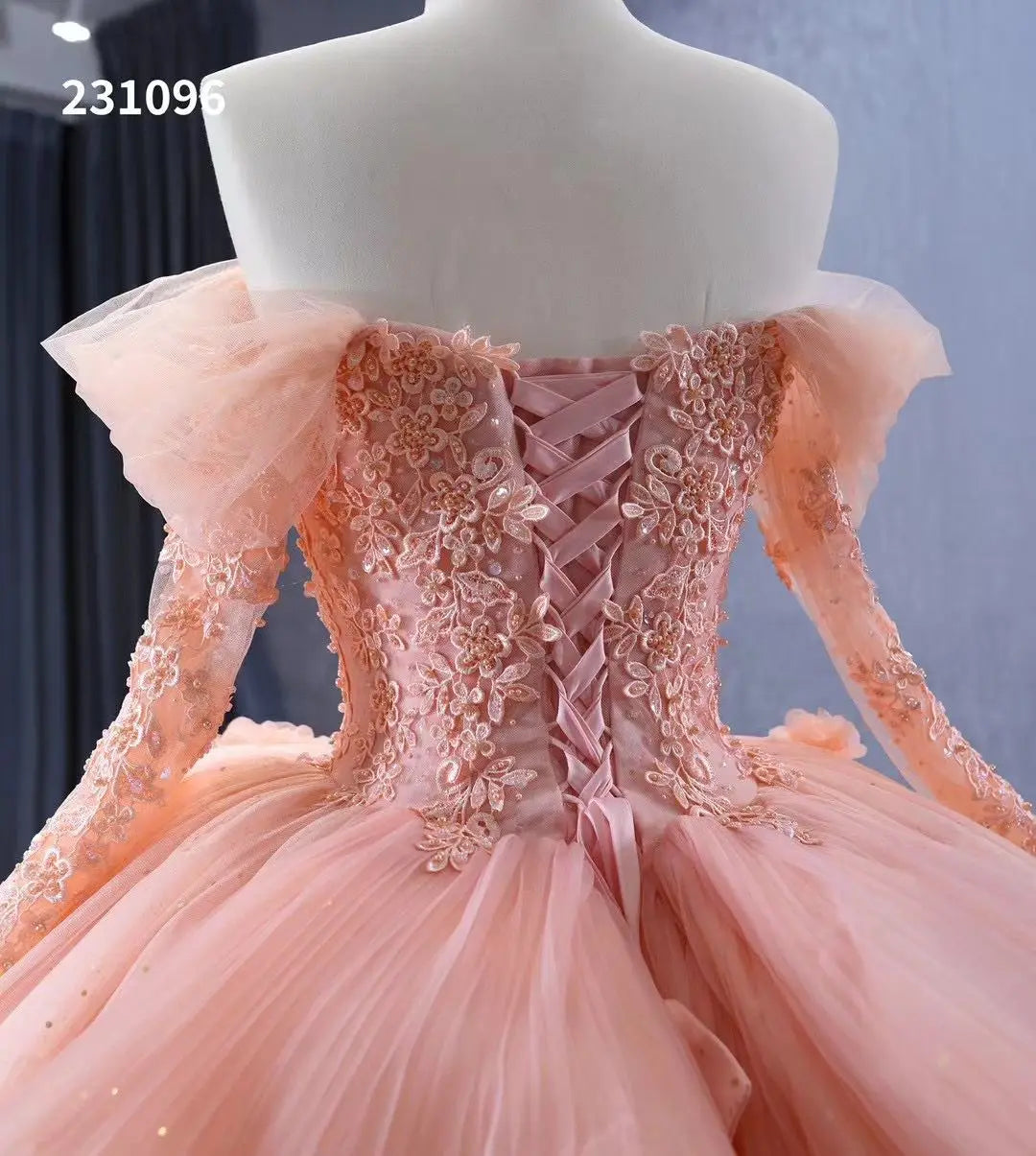 Customize Blush Pink 3D Floral Quinceanera Dress 231096