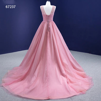 Beaded Green Ball Gown Rose Pink Prom Dresses 67237