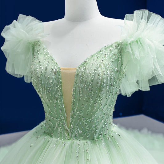 Luxury  Green Ruffles Ball Quinceanera Dresses