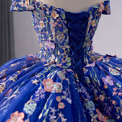 Elegant Royal Blue Appliqued Sweetheart Quinceanera Dresses 231051B