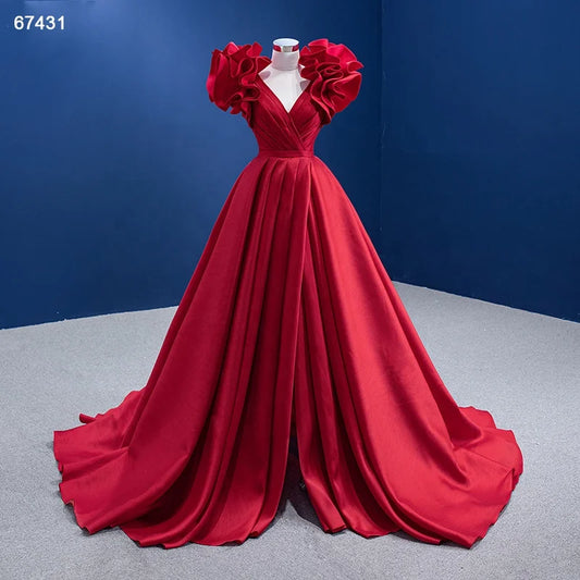 Blue Violet Satin Formal Gown Pageant with Slit 67431