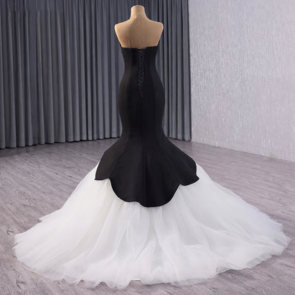 Black Sweetheart Stretch Satin Party Mermaid Evening Dresses 241035