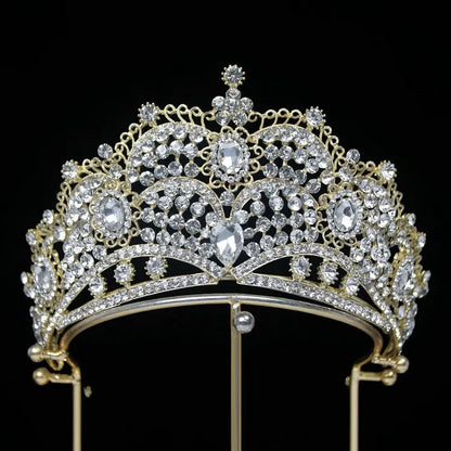 Baroque Beauty Pageant Bride Crown Alloy Crystal Wedding Headband Tiara