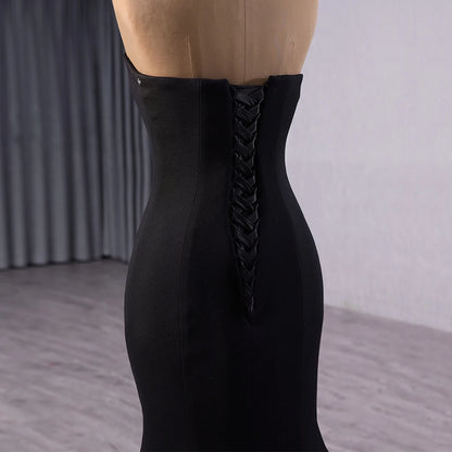 Black Sweetheart Stretch Satin Party Mermaid Evening Dresses 241035