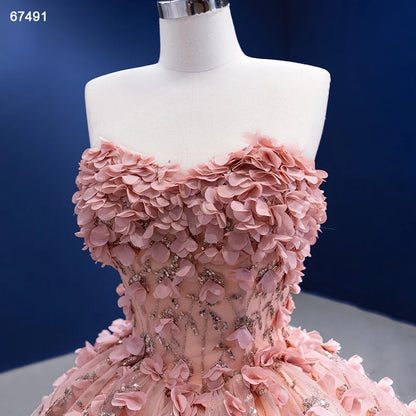 3D Flower Pink Sweet 16 Dress with Cape Vintage Ball Gown 67491