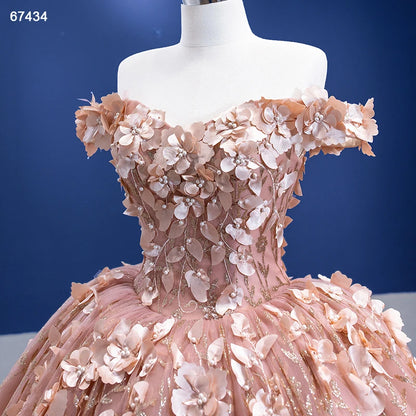 3D Floral Ball Gown Sweet 16 Dress Off the Shoulder Quince Dress 67434