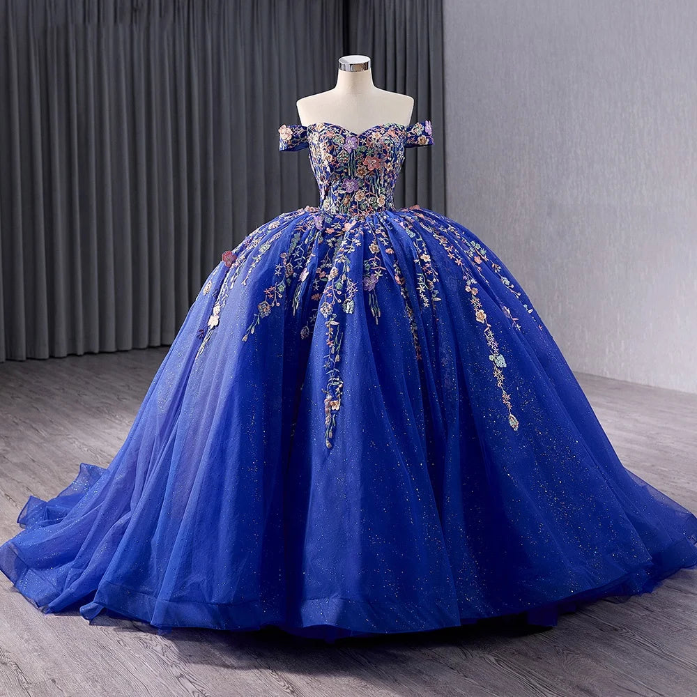 Elegant Royal Blue Appliqued Sweetheart Quinceanera Dresses 231051B